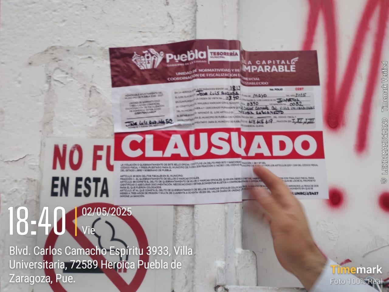 Clausuran bar en Puebla por presunta agresión a cliente